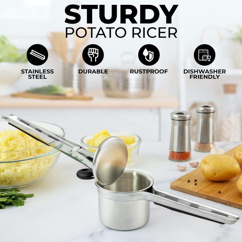 Zulay Kitchen Large 15oz Potato Ricer  Heavy Duty Stainless Steel Potato Masher and Ricer for Mashed Potatoes  Mashed Potato Masher & Potato Press Kitchen Gadget for Perfect Mashed Potatoes - Image 5
